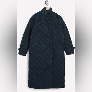 NWT Rebecca Minkoff Black Quilted Twill Long Double Breasted Coat Small $268